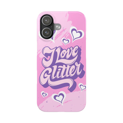 "i love glitter" Design and hearts
