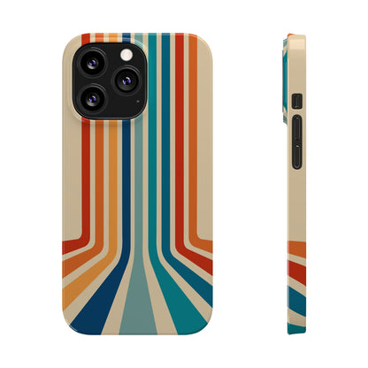 Retro iPhone case with abstract stripes on the horizon - Timeless Design for Summer - For iPhone 13, iPhone 14 and iPhone 15 pro and max.