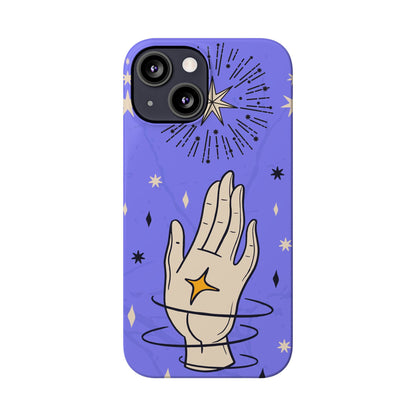 Purple Mystic Hand iPhone 15, 14, 13 Case - Celestial Design - Fits iPhone 15 Pro and Max - Ideal Gift for Astrology Enthusiasts