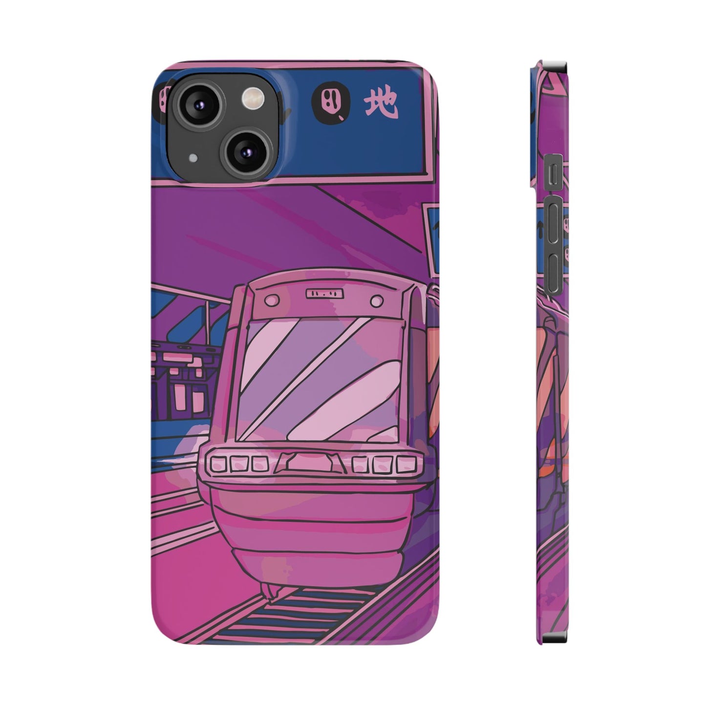 iPhone case with Japanese Vaporwave cityscape for iPhone 16, 15, 14 and 13. Neon Asian style