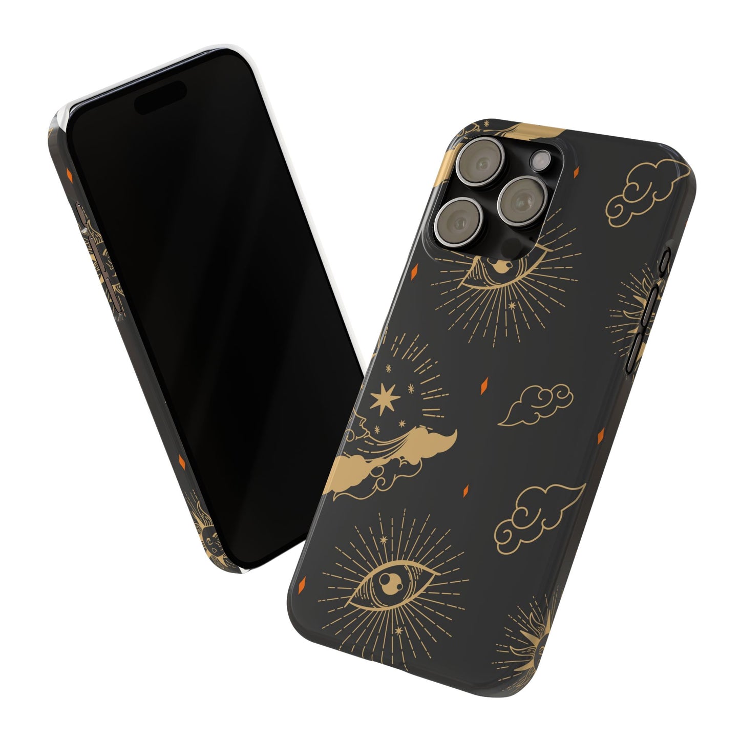 Black and Gold Mystical Astrology iPhone  16, 15, 14,  13 Case. Perfect Gift for Astrology Lovers. Celestial Symbolism - Fits iPhone 15 Pro & Max