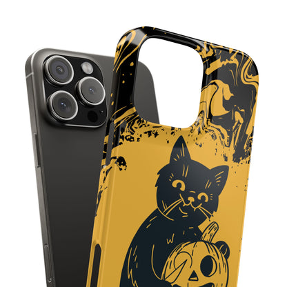 iPhone Case Halloween Edition: Kitty Carving Pumpkin. Iphone 16, 15 case, iphone 14 case, iphone 13 case. Pro, max and mini