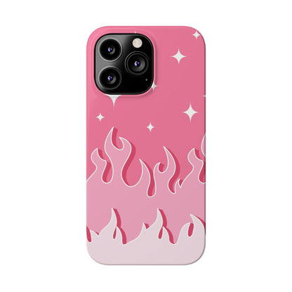 Pink Flame iPhone Case with Heart - Feminine Design for Women. For iphone 13, iphone 14 and iphone 15 pro and max