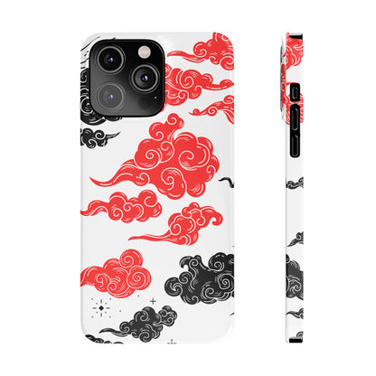 Red & Black Japanese Otaku Cloud iPhone Case - Stylish & Protective Cover