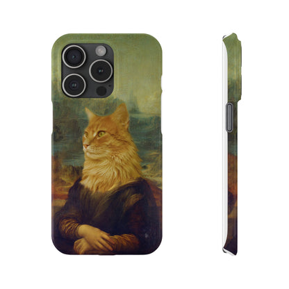 Kitty-Inspired iPhone Case, Mona Lisa Art, Wireless Charging Compatible - iPhone 16 15, 14, 13 Pro/Max