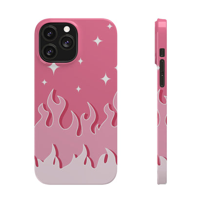 Pink Flame iPhone Case with Heart - Feminine Design for Women. For iphone 13, iphone 14 and iphone 15 pro and max