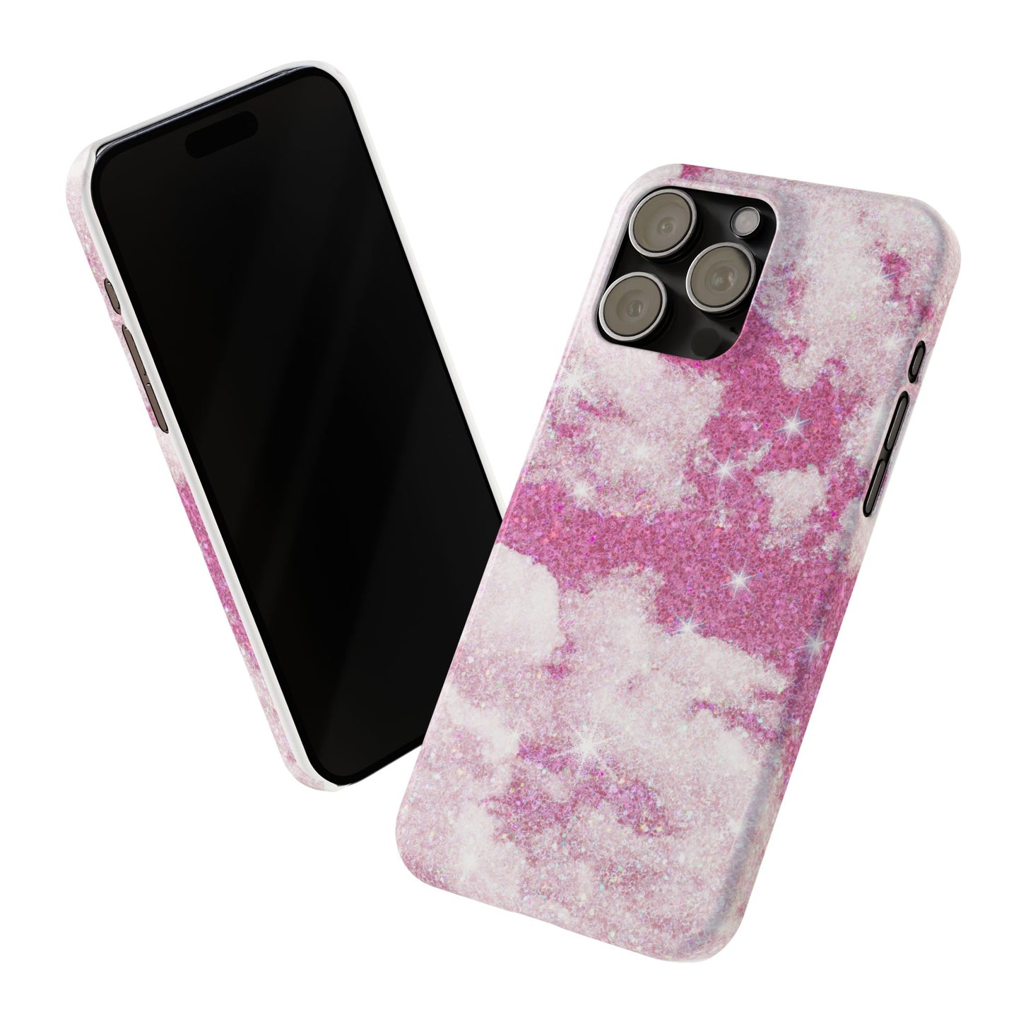 Pink Glitter Sky Phone Case - Sparkling Cloud Design for iPhone