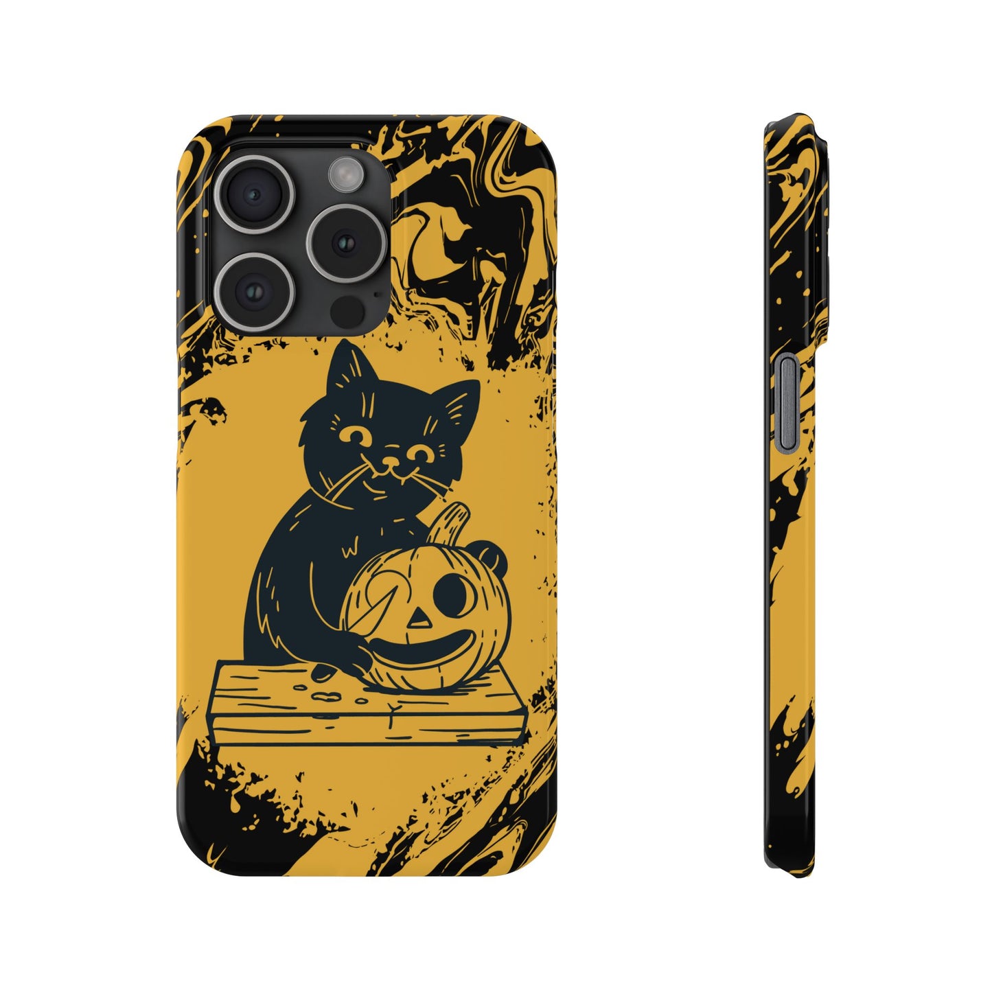 iPhone Case Halloween Edition: Kitty Carving Pumpkin. Iphone 16, 15 case, iphone 14 case, iphone 13 case. Pro, max and mini