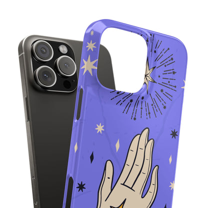 Purple Mystic Hand iPhone 15, 14, 13 Case - Celestial Design - Fits iPhone 15 Pro and Max - Ideal Gift for Astrology Enthusiasts