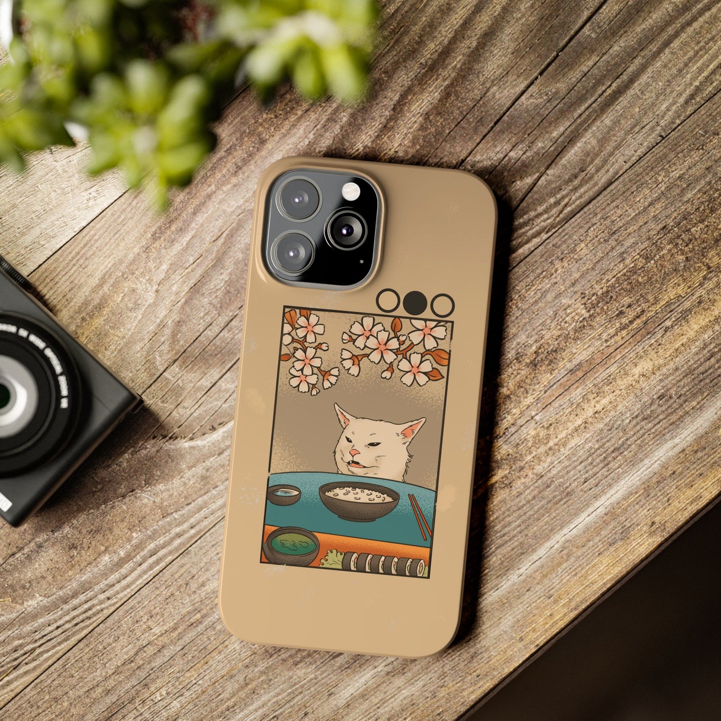 Whimsical Cat and Sushi iPhone Case – Meme-Inspired