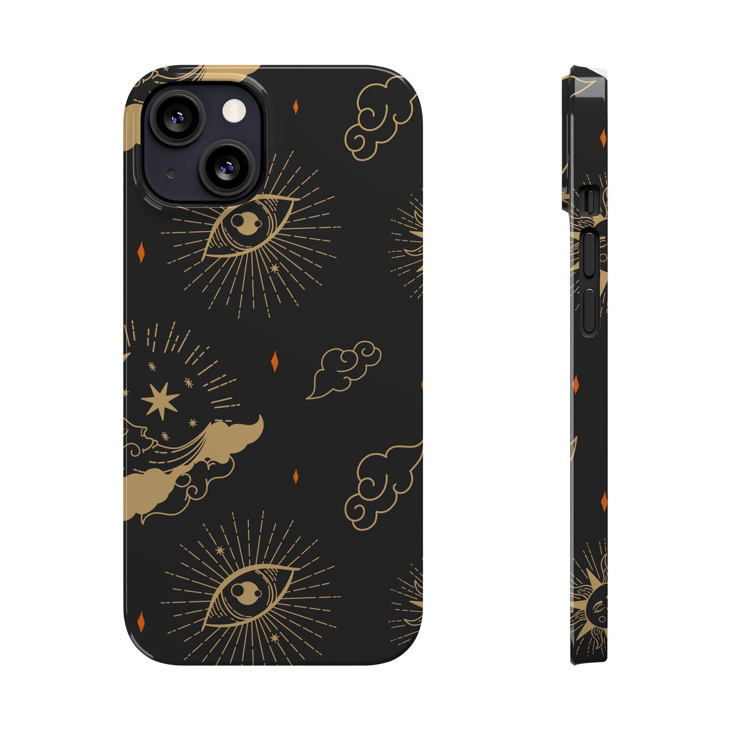 Black and Gold Mystical Astrology iPhone  16, 15, 14,  13 Case. Perfect Gift for Astrology Lovers. Celestial Symbolism - Fits iPhone 15 Pro & Max