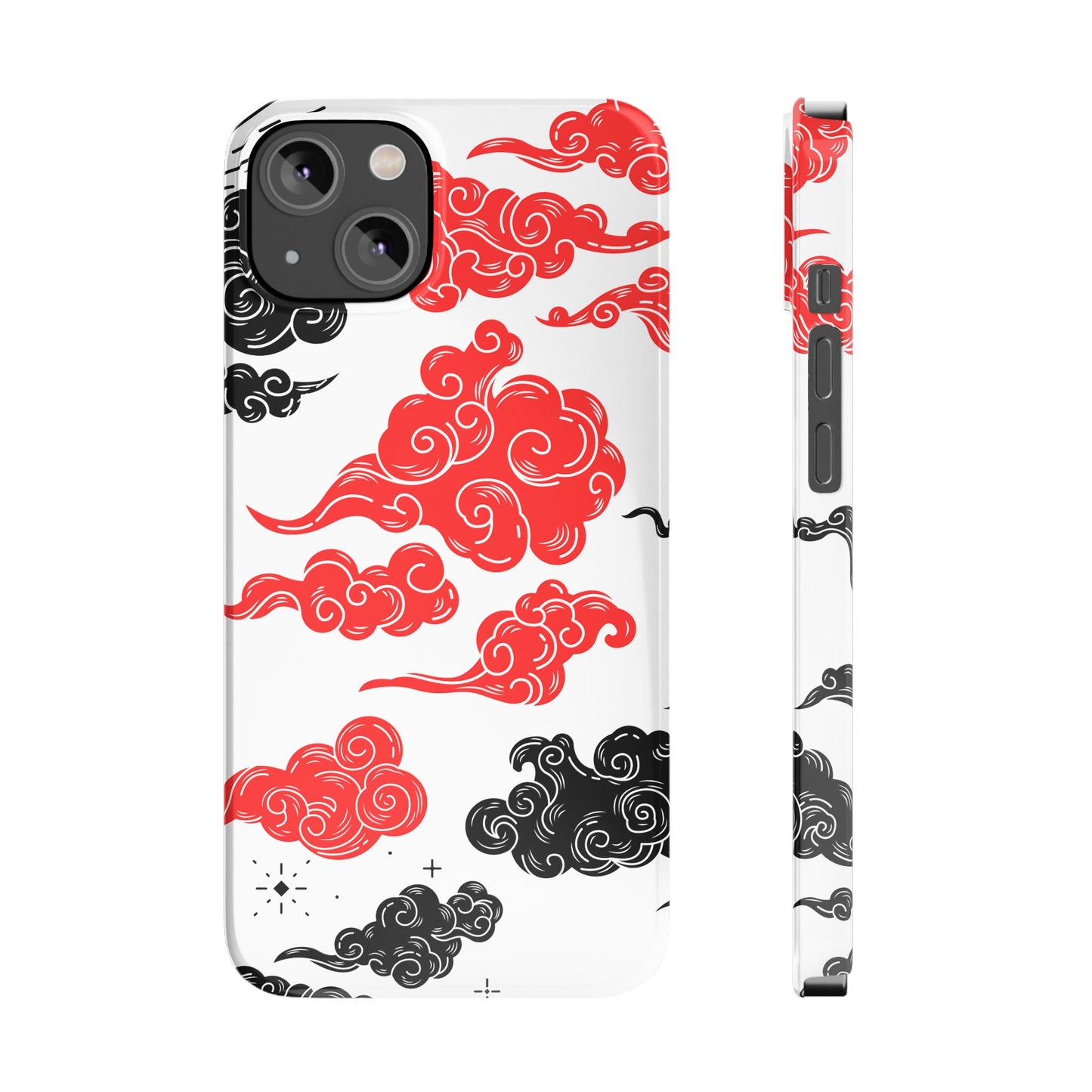 Red & Black Japanese Otaku Cloud iPhone Case - Stylish & Protective Cover