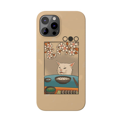 Whimsical Cat and Sushi iPhone Case – Meme-Inspired