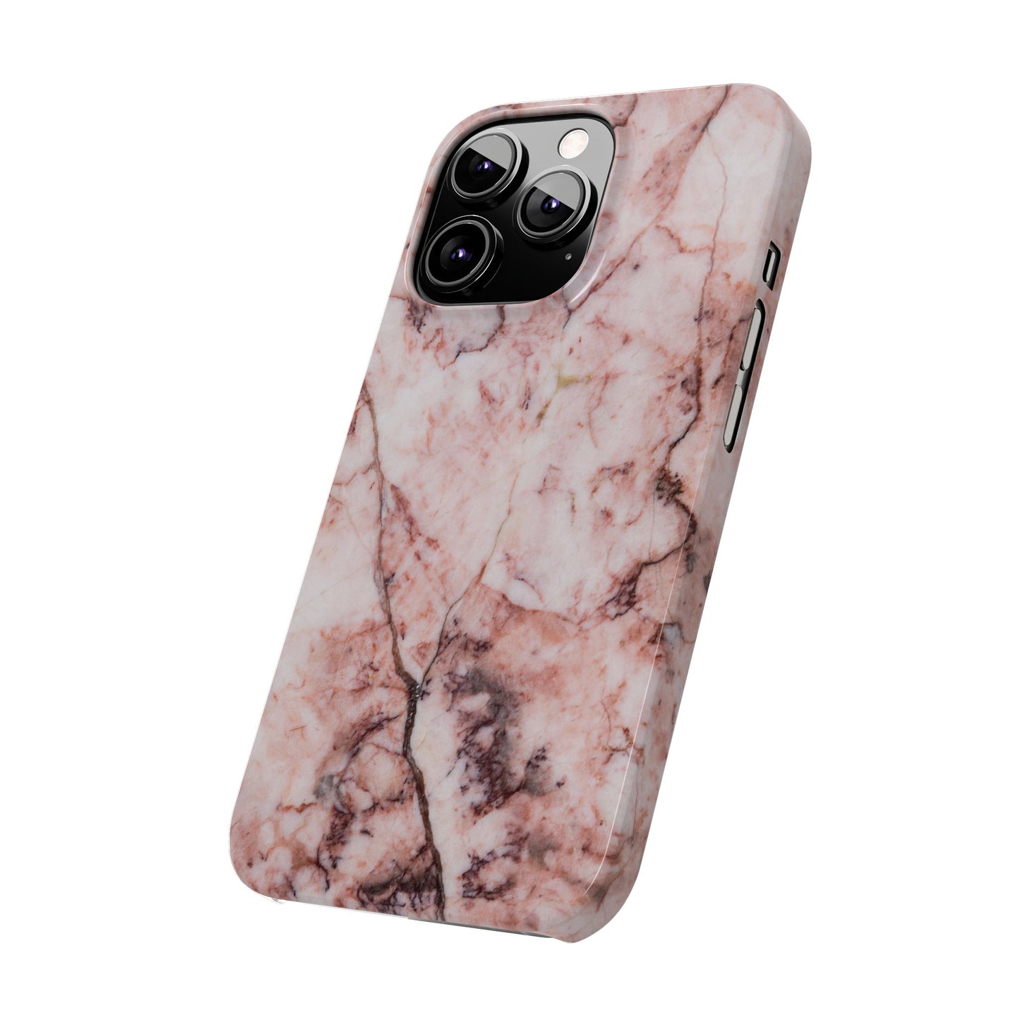 Case iPhone Natural pink stone marble design. For iphone 15, iphone 14 and iphone 13. Pro and max. Supports wireless charging. Premium