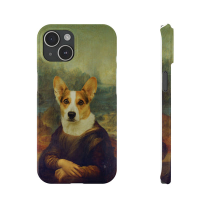 Puppy iPhone Case, Mona Lisa Parody, Wireless Charging - iPhone 16, 15, 14, 13 Pro/Max