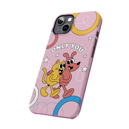 Dog and cat couple in retro cartoon style.