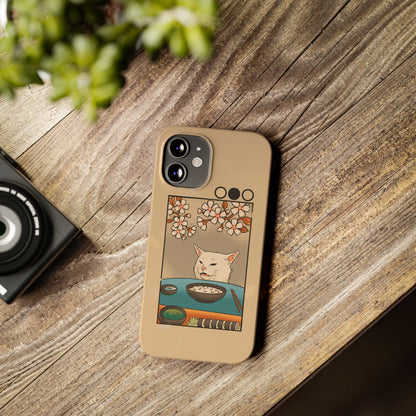 Whimsical Cat and Sushi iPhone Case – Meme-Inspired