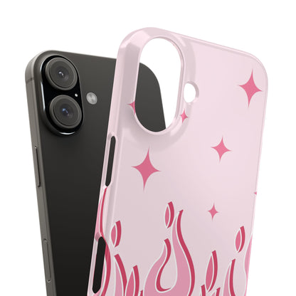 Pink Flame iPhone Case with Heart - Feminine Design for Women. For iphone 13, iphone 14 and iphone 15 pro and max