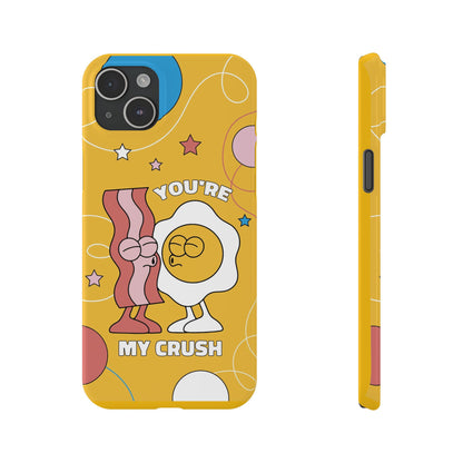 fried egg and bacon couple in retro cartoon style. - casetinger