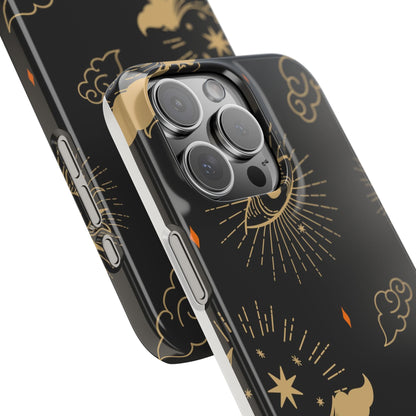 Black and Gold Mystical Astrology iPhone  16, 15, 14,  13 Case. Perfect Gift for Astrology Lovers. Celestial Symbolism - Fits iPhone 15 Pro & Max