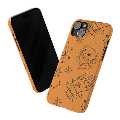 Orange Mystical Astrology iPhone 16, 15, 14, 13 Case - Ideal Gift for Astrology Enthusiasts - Celestial Artistry - Fits iPhone 15 Pro and Max