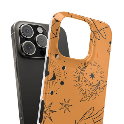 Orange Mystical Astrology iPhone 16, 15, 14, 13 Case - Ideal Gift for Astrology Enthusiasts - Celestial Artistry - Fits iPhone 15 Pro and Max