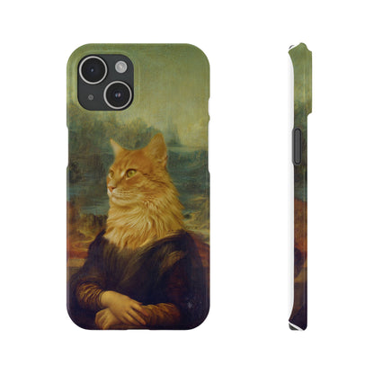 Kitty-Inspired iPhone Case, Mona Lisa Art, Wireless Charging Compatible - iPhone 16 15, 14, 13 Pro/Max