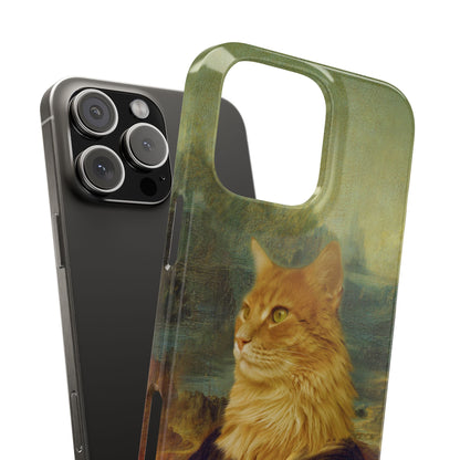 Kitty-Inspired iPhone Case, Mona Lisa Art, Wireless Charging Compatible - iPhone 16 15, 14, 13 Pro/Max