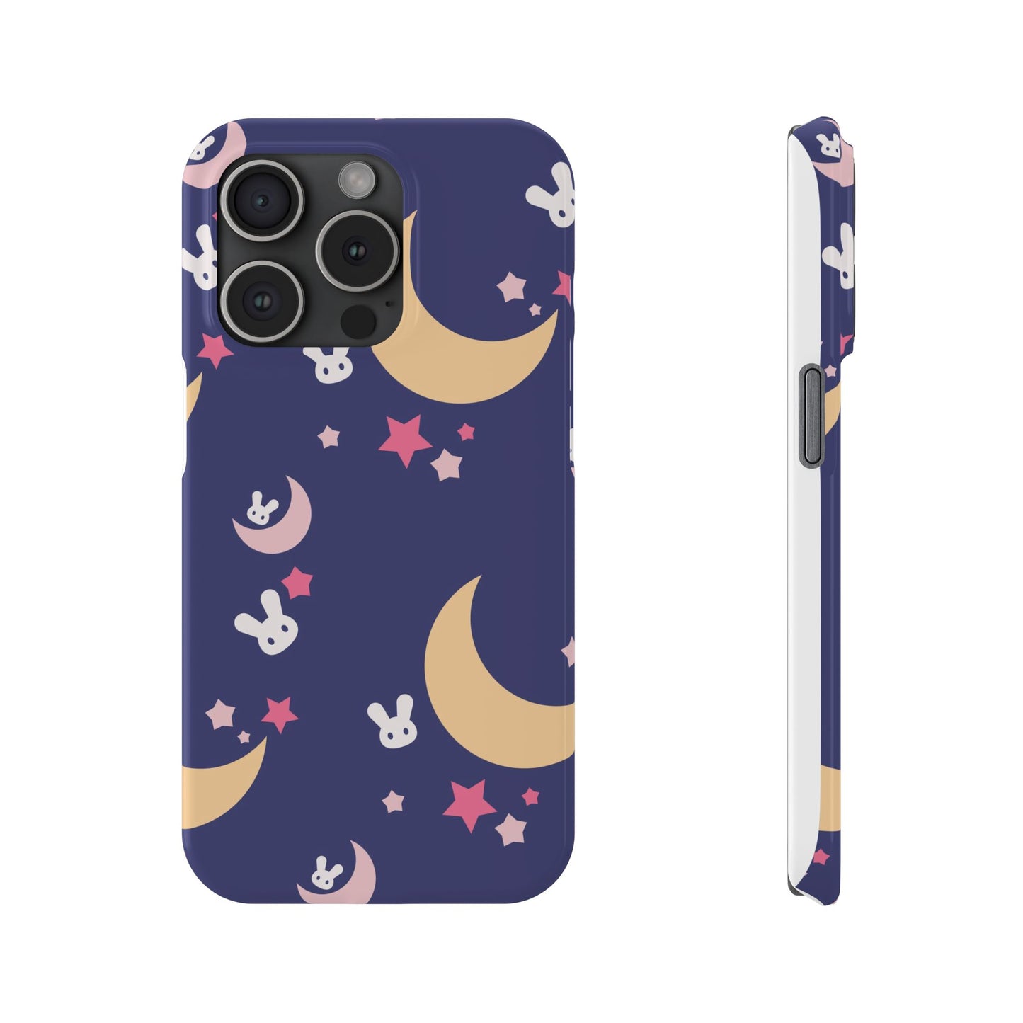 Adorable Bunnies with Moons Background iPhone Case - Ideal for Kids and Rabbit Lovers - For iphone 15 cases, iphone 14 and iphone 13 pro/max