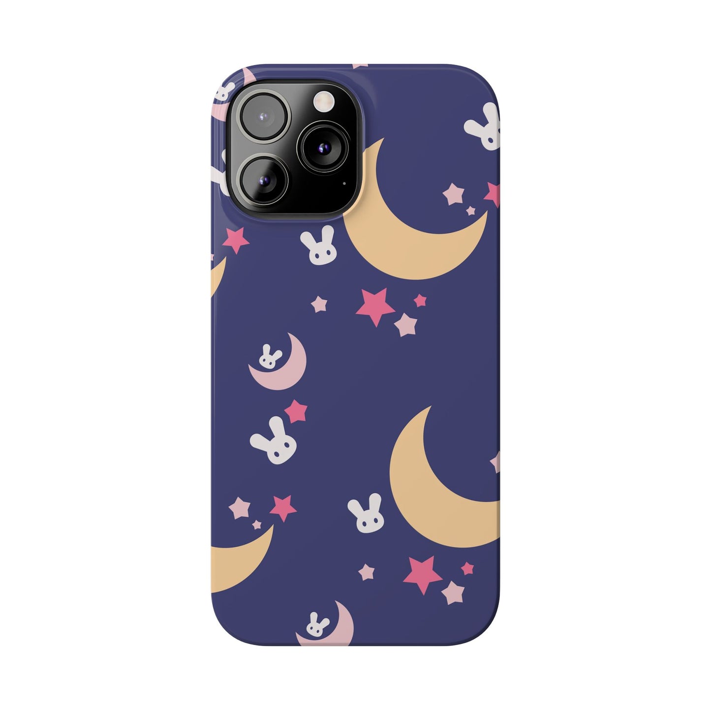 Adorable Bunnies with Moons Background iPhone Case - Ideal for Kids and Rabbit Lovers - For iphone 15 cases, iphone 14 and iphone 13 pro/max