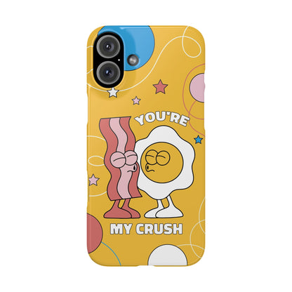 fried egg and bacon couple in retro cartoon style. - casetinger