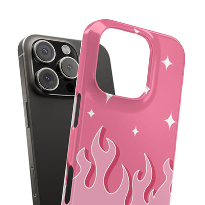 Pink Flame iPhone Case with Heart - Feminine Design for Women. For iphone 13, iphone 14 and iphone 15 pro and max