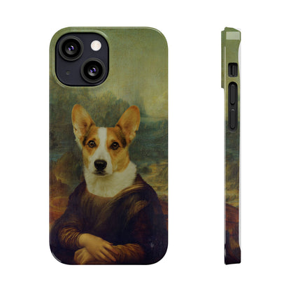 Puppy iPhone Case, Mona Lisa Parody, Wireless Charging - iPhone 16, 15, 14, 13 Pro/Max