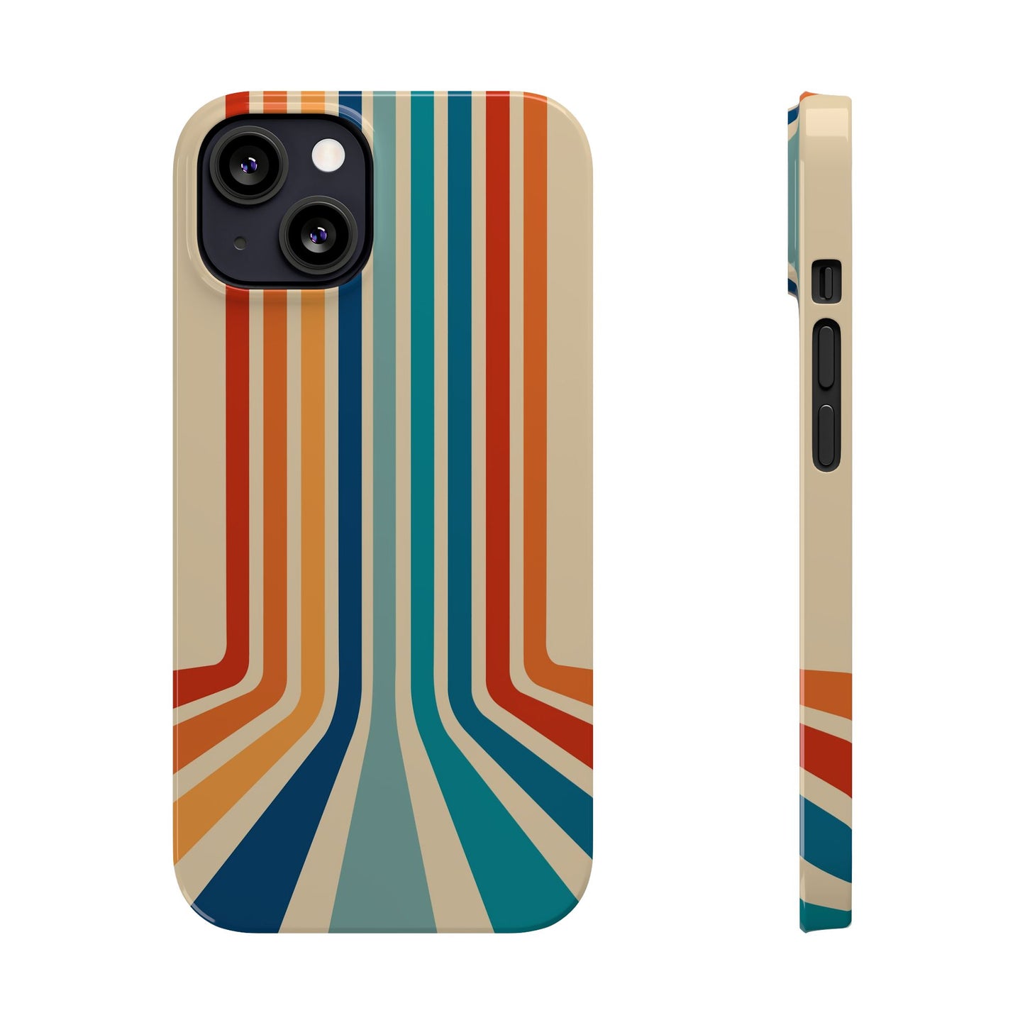 Retro iPhone case with abstract stripes on the horizon - Timeless Design for Summer - For iPhone 13, iPhone 14 and iPhone 15 pro and max.