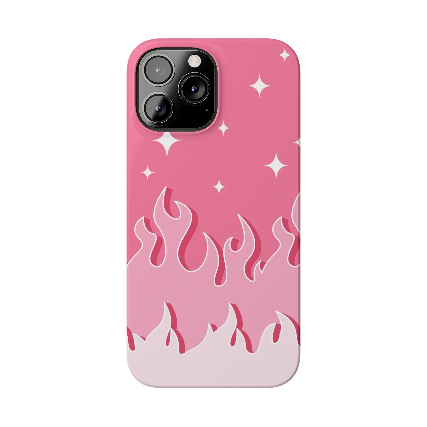 Pink Flame iPhone Case with Heart - Feminine Design for Women. For iphone 13, iphone 14 and iphone 15 pro and max