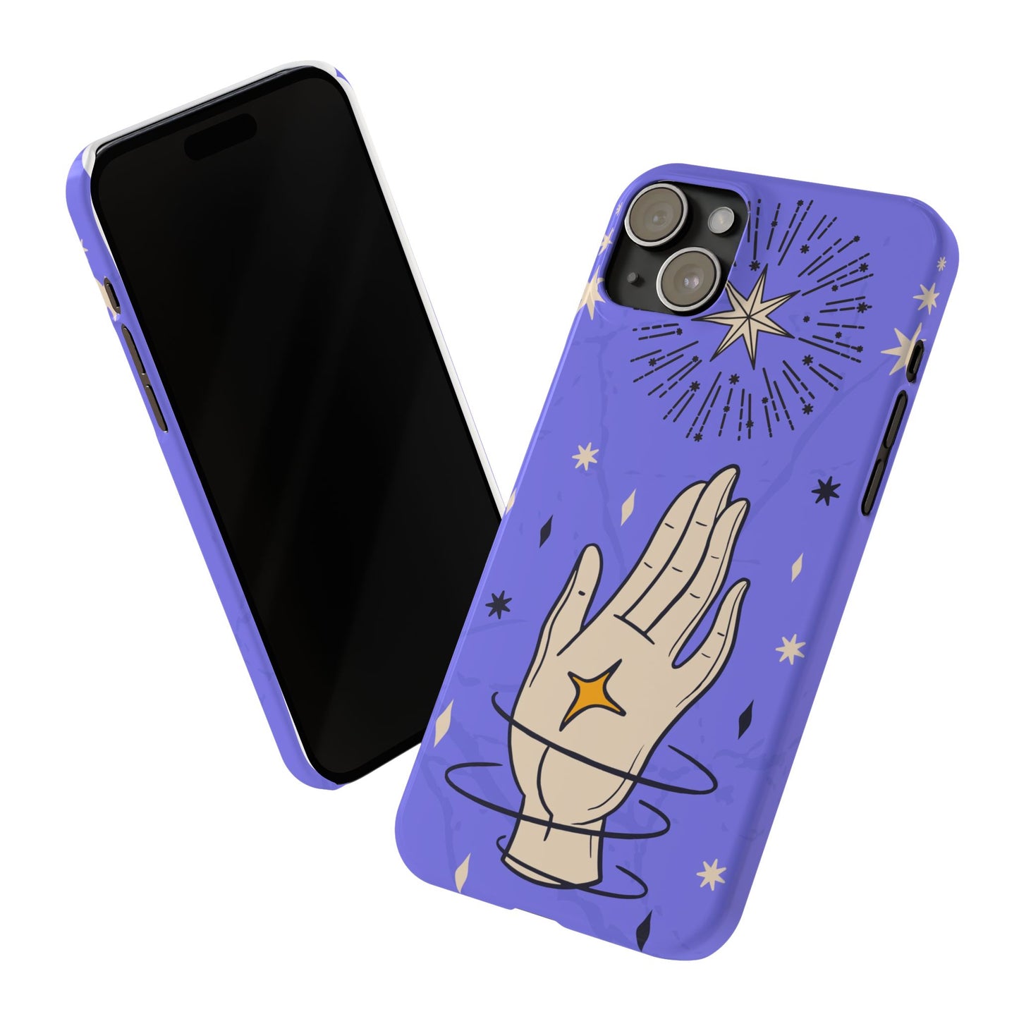 Purple Mystic Hand iPhone 15, 14, 13 Case - Celestial Design - Fits iPhone 15 Pro and Max - Ideal Gift for Astrology Enthusiasts