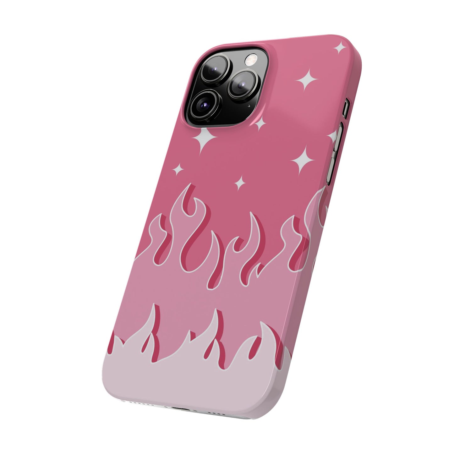 Pink Flame iPhone Case with Heart - Feminine Design for Women. For iphone 13, iphone 14 and iphone 15 pro and max