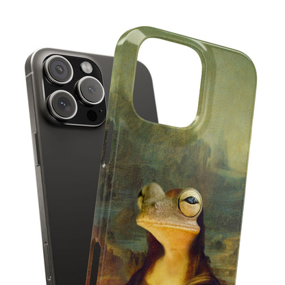 Froggy iPhone Case, Mona Lisa Parody, Wireless Charging - iPhone 16, 15, 14, 13 Pro/Max