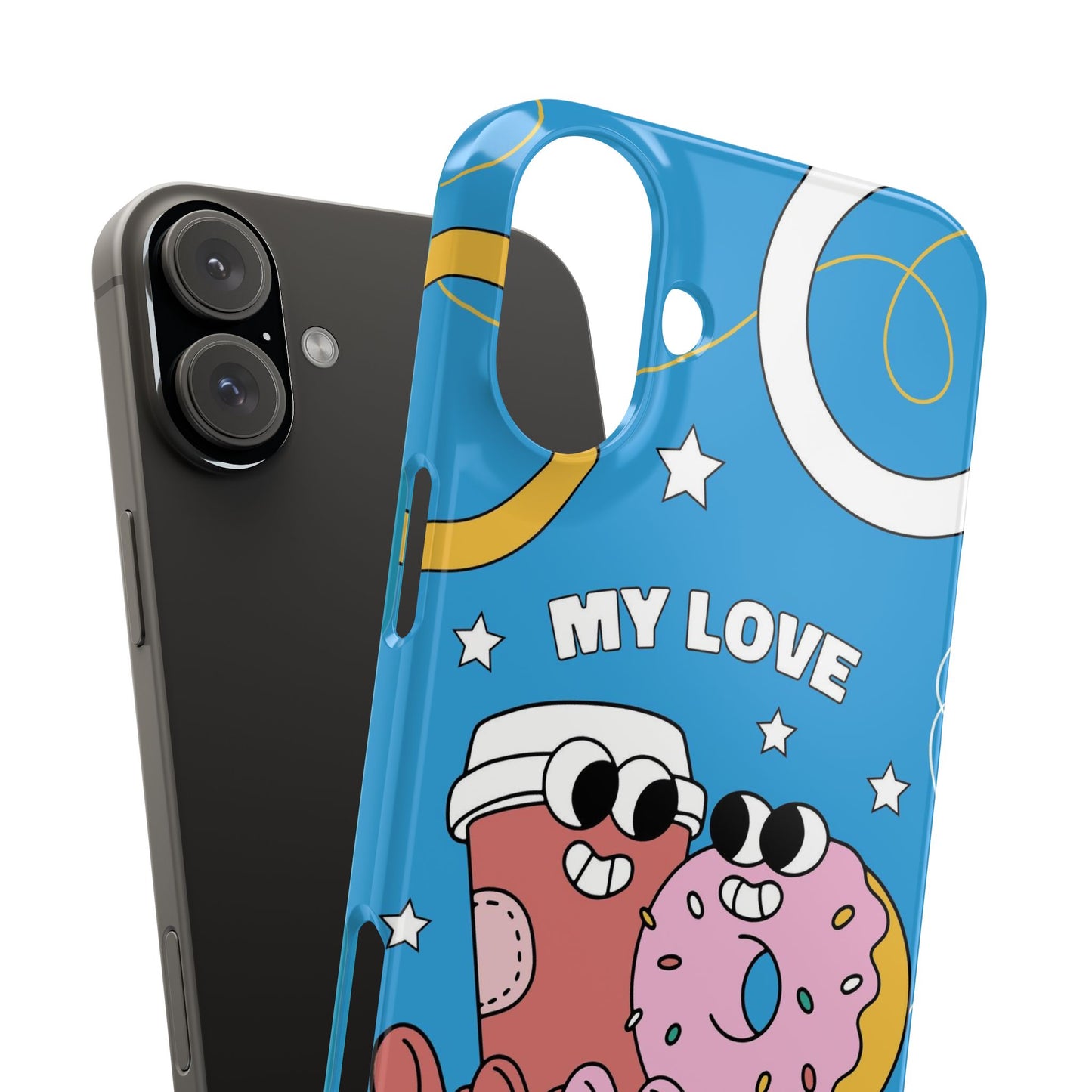 Fast food couple in retro cartoon style.