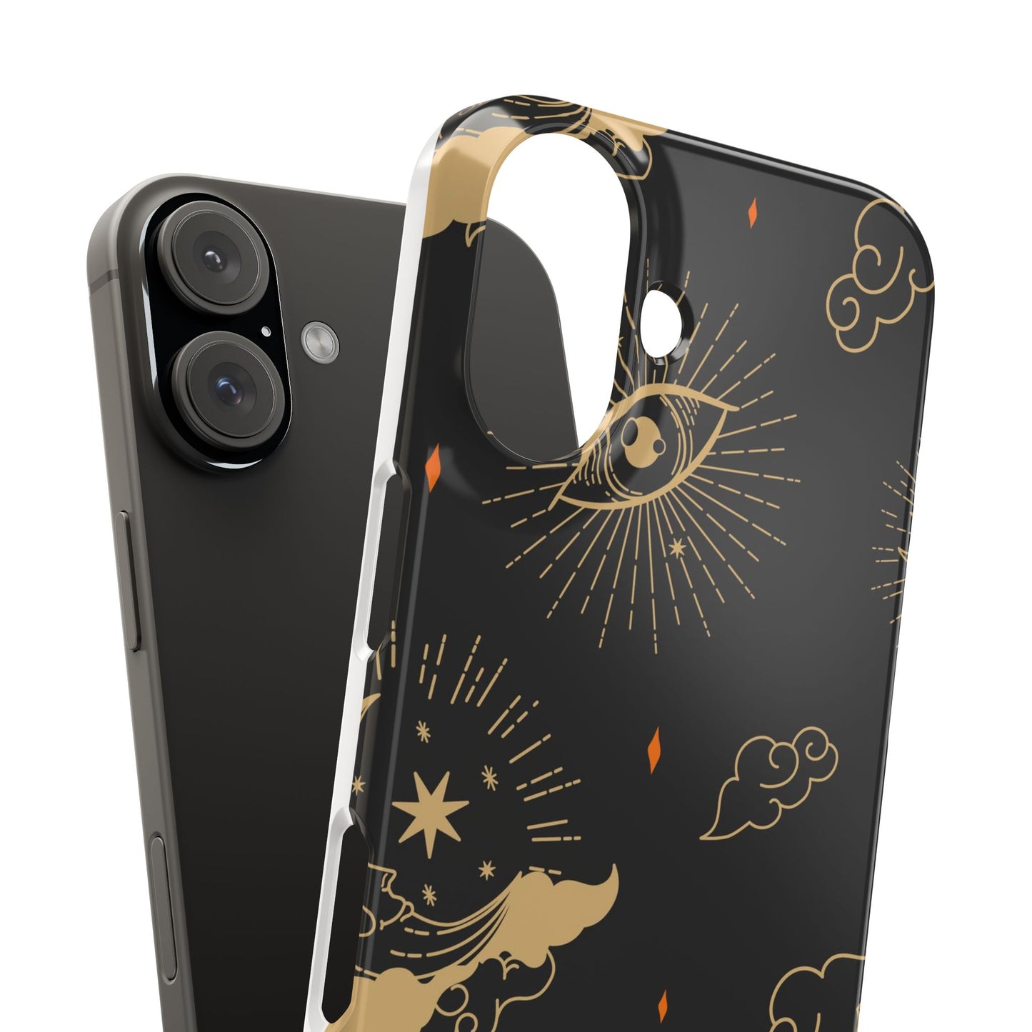 Black and Gold Mystical Astrology iPhone  16, 15, 14,  13 Case. Perfect Gift for Astrology Lovers. Celestial Symbolism - Fits iPhone 15 Pro & Max