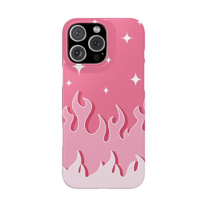 Pink Flame iPhone Case with Heart - Feminine Design for Women. For iphone 13, iphone 14 and iphone 15 pro and max