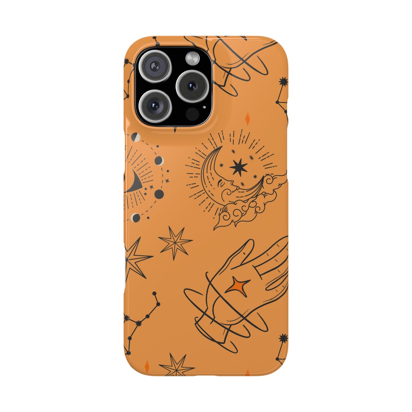 Orange Mystical Astrology iPhone 16, 15, 14, 13 Case - Ideal Gift for Astrology Enthusiasts - Celestial Artistry - Fits iPhone 15 Pro and Max