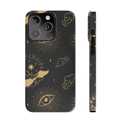 Black and Gold Mystical Astrology iPhone  16, 15, 14,  13 Case. Perfect Gift for Astrology Lovers. Celestial Symbolism - Fits iPhone 15 Pro & Max