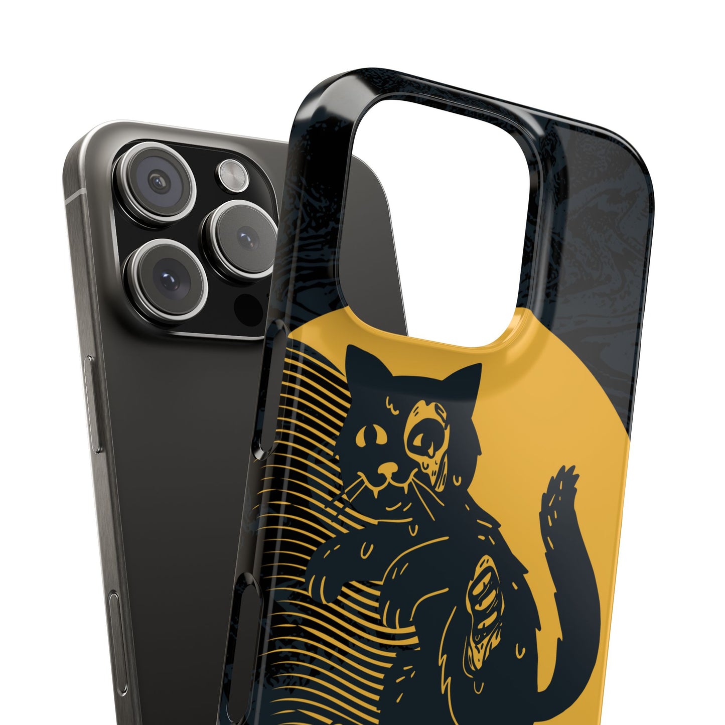 Case iPhone Halloween Edition: Kitten Possessed Zombie. Iphone 16, 15 case, iphone 14 case, iphone 13 case. Pro, max and mini