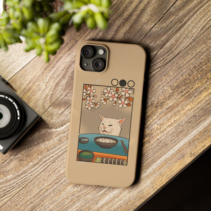 Whimsical Cat and Sushi iPhone Case – Meme-Inspired