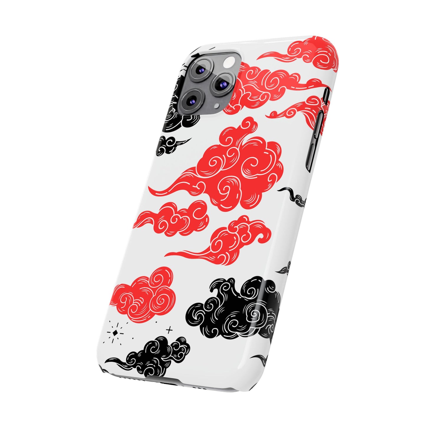 Red & Black Japanese Otaku Cloud iPhone Case - Stylish & Protective Cover