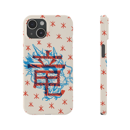 Geek iPhone case with dragon design and Asian art duotone style. Iphone 15 case, iphone 14 and iphone 13 pro and max