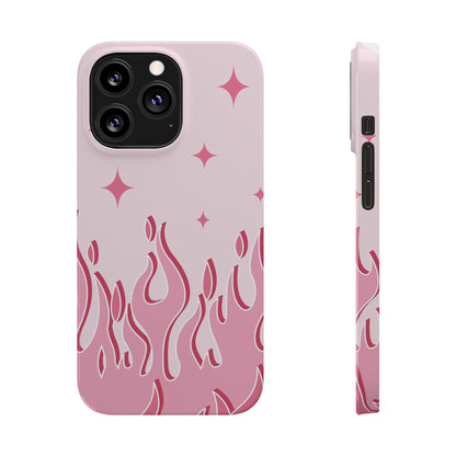 Pink Flame iPhone Case with Heart - Feminine Design for Women. For iphone 13, iphone 14 and iphone 15 pro and max