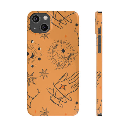 Orange Mystical Astrology iPhone 16, 15, 14, 13 Case - Ideal Gift for Astrology Enthusiasts - Celestial Artistry - Fits iPhone 15 Pro and Max