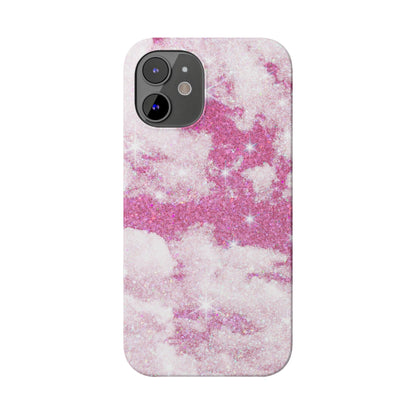 Pink Glitter Sky Phone Case - Sparkling Cloud Design for iPhone